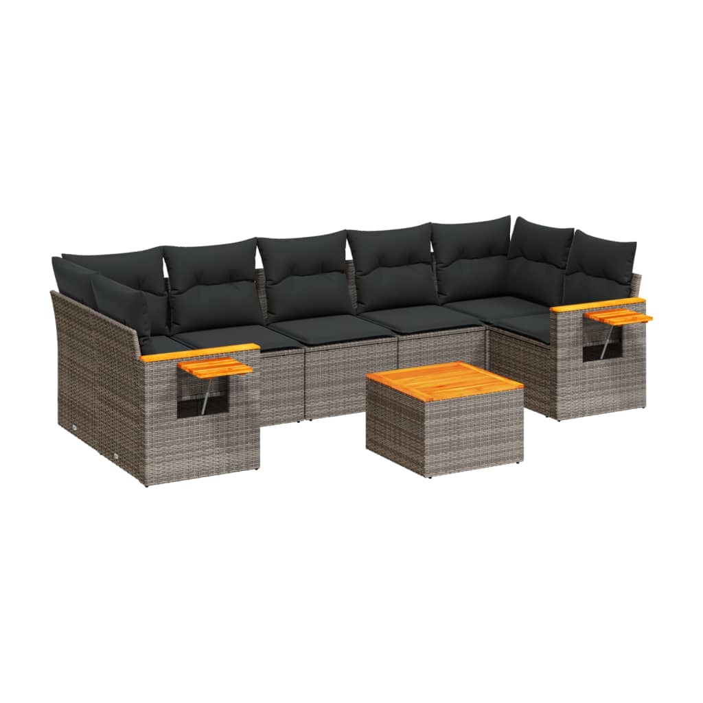 Thumbnail - vidaXL 8-tlg. Garten-Sofagarnitur mit Kissen Grau Poly Rattan