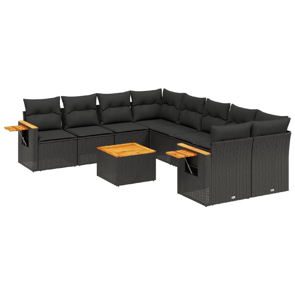 Thumbnail - vidaXL 9-tlg. Garten-Sofagarnitur mit Kissen Schwarz Poly Rattan