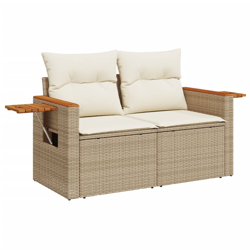 vidaXL 6-delige Loungeset met kussens poly rattan beige afbeelding