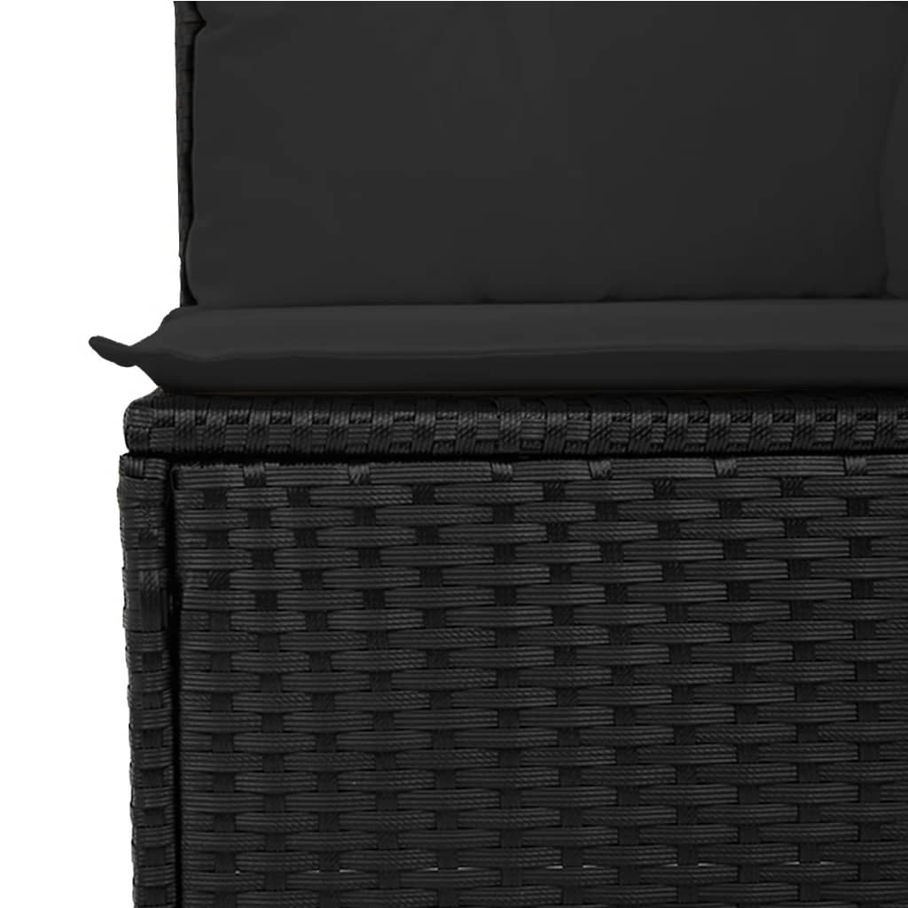 vidaXL 6-delige Loungeset met kussens poly rattan zwart afbeelding