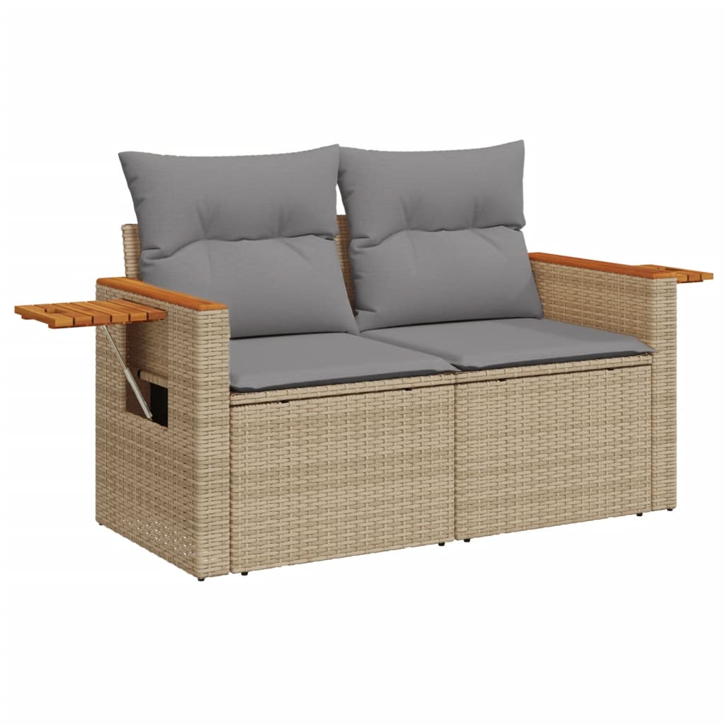 vidaXL 6-delige Loungeset met kussens poly rattan beige