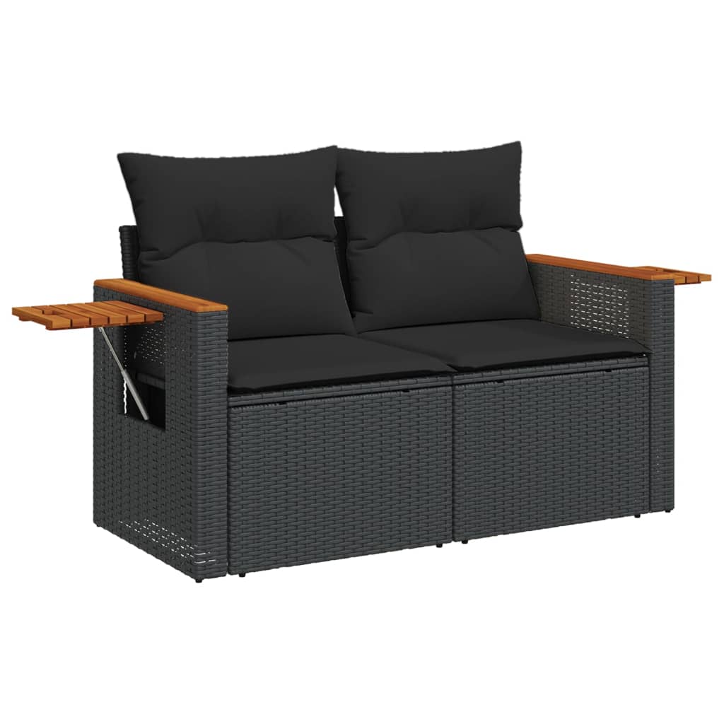 Thumbnail - vidaXL 6-tlg. Garten-Sofagarnitur mit Kissen Schwarz Poly Rattan