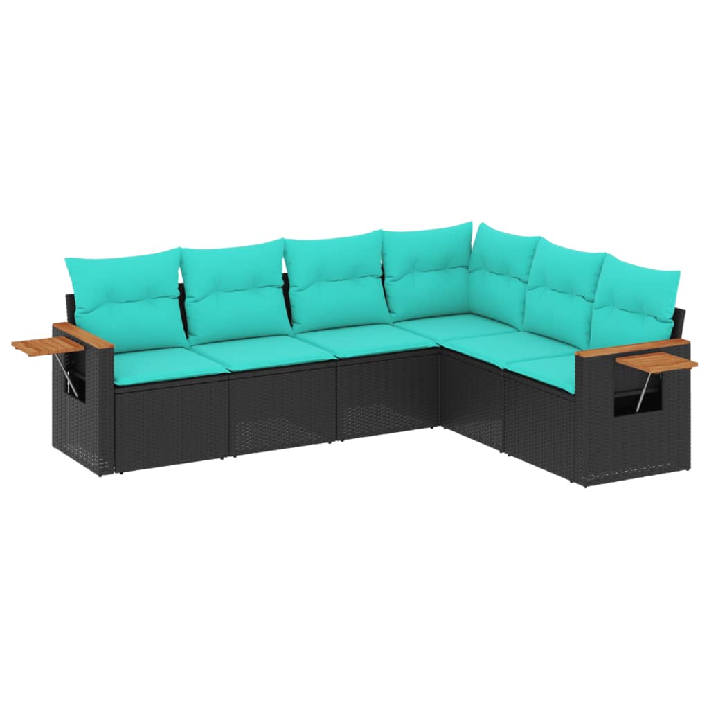 Thumbnail - vidaXL 6-tlg. Garten-Sofagarnitur mit Kissen Schwarz Poly Rattan