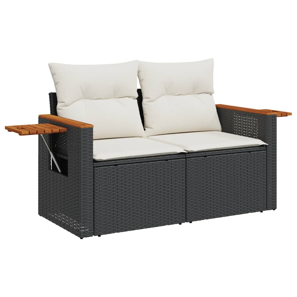 vidaXL 6-delige Loungeset met kussens poly rattan zwart afbeelding