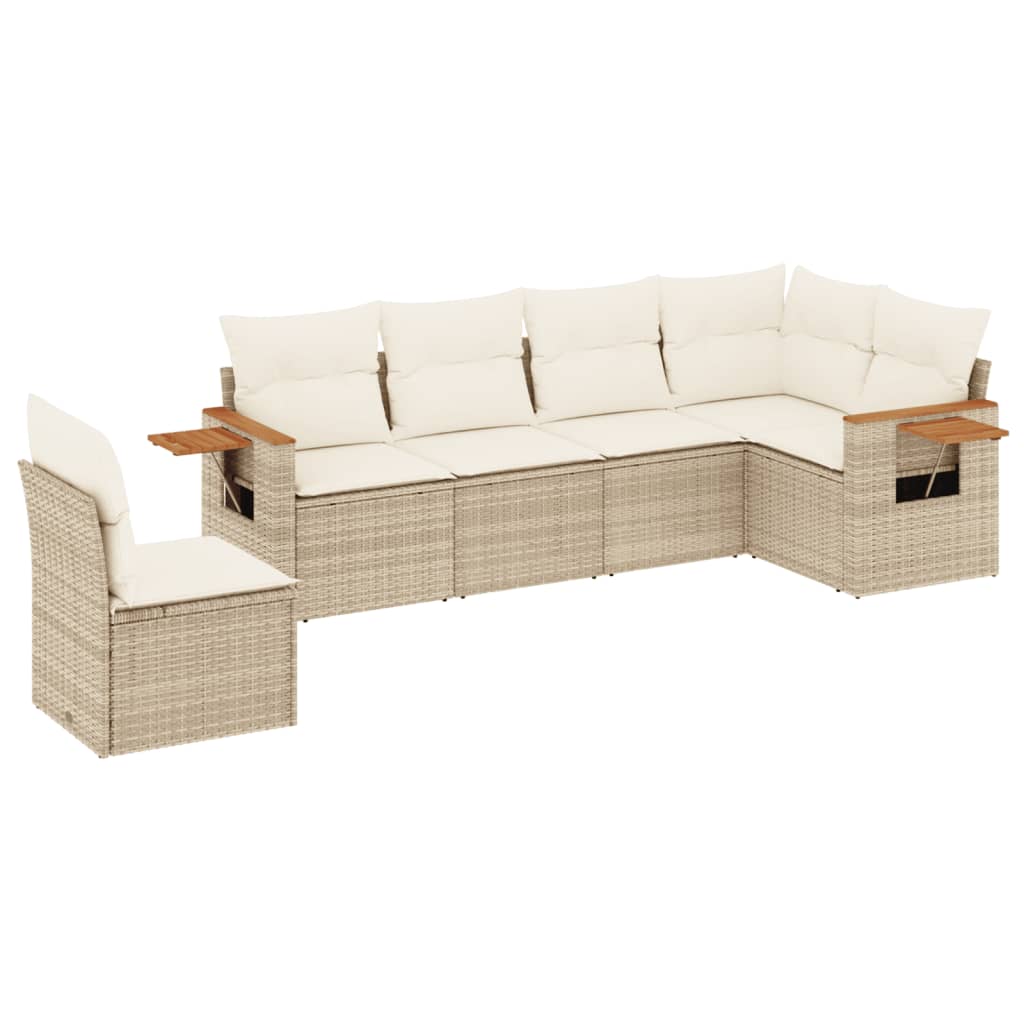 Thumbnail - vidaXL 6-tlg. Garten-Sofagarnitur mit Kissen Beige Poly Rattan