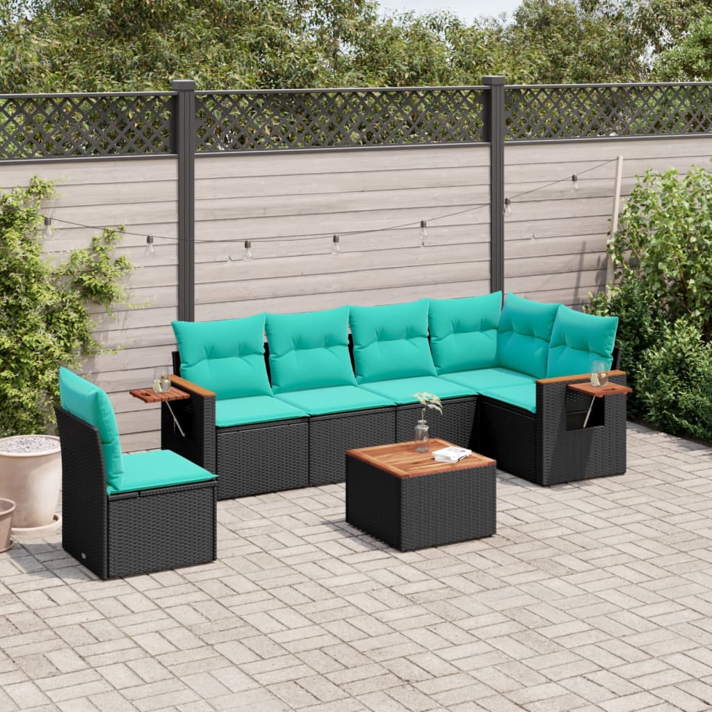 Sofasæt Til Haven 6 Dele Med Hynder Polyrattan - Sort / Med bord