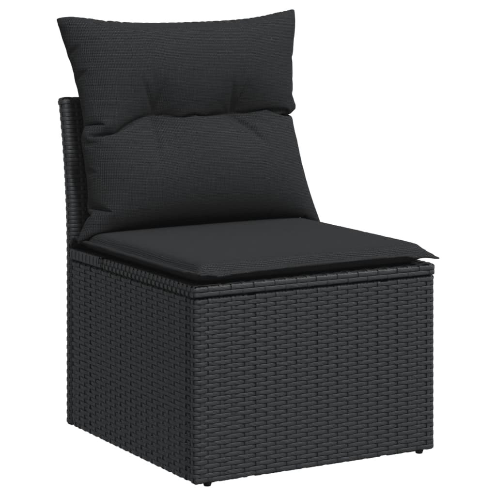 vidaXL 7-delige Loungeset met kussens poly rattan zwart afbeelding