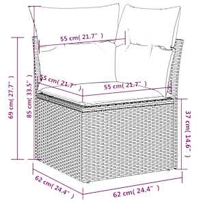 8dílná zahradní sedací souprava s poduškami béžová polyratan - obrázek 11