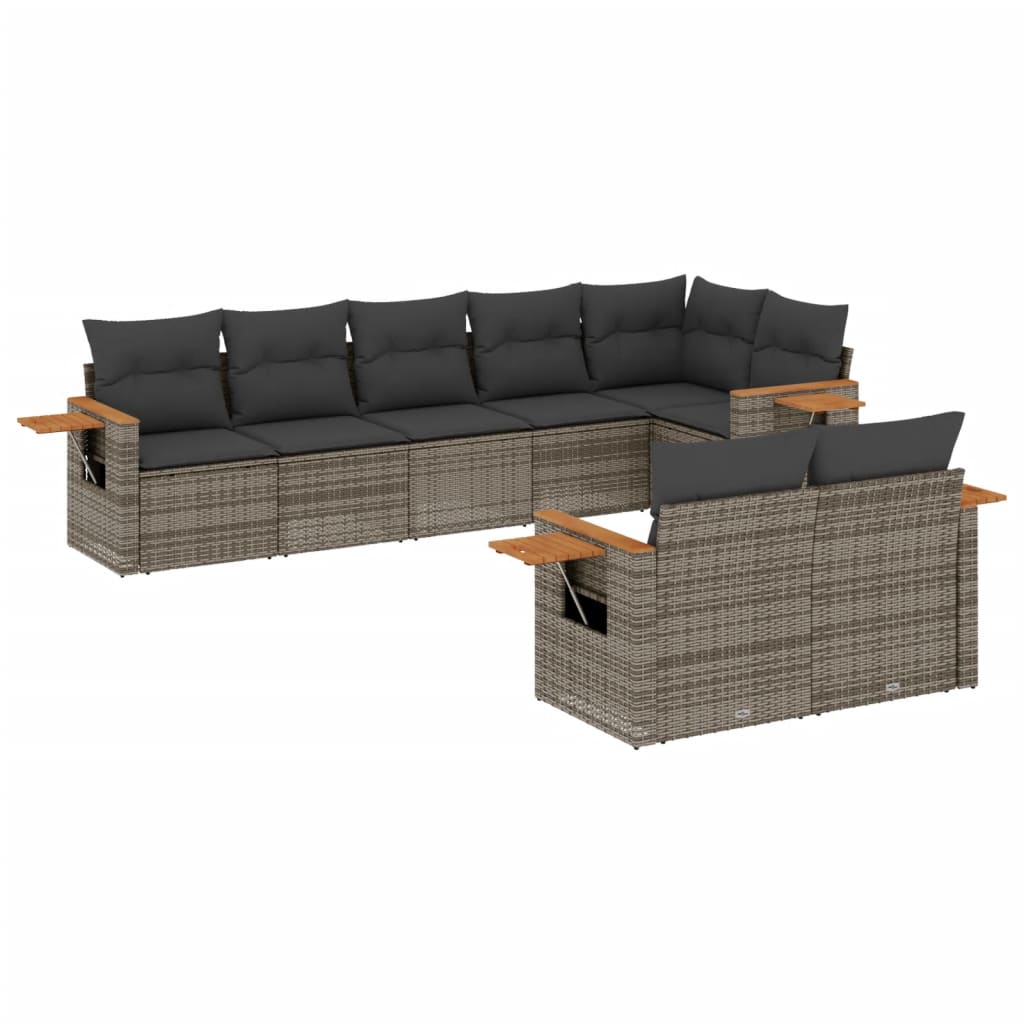 Thumbnail - vidaXL 8-tlg. Garten-Sofagarnitur mit Kissen Grau Poly Rattan