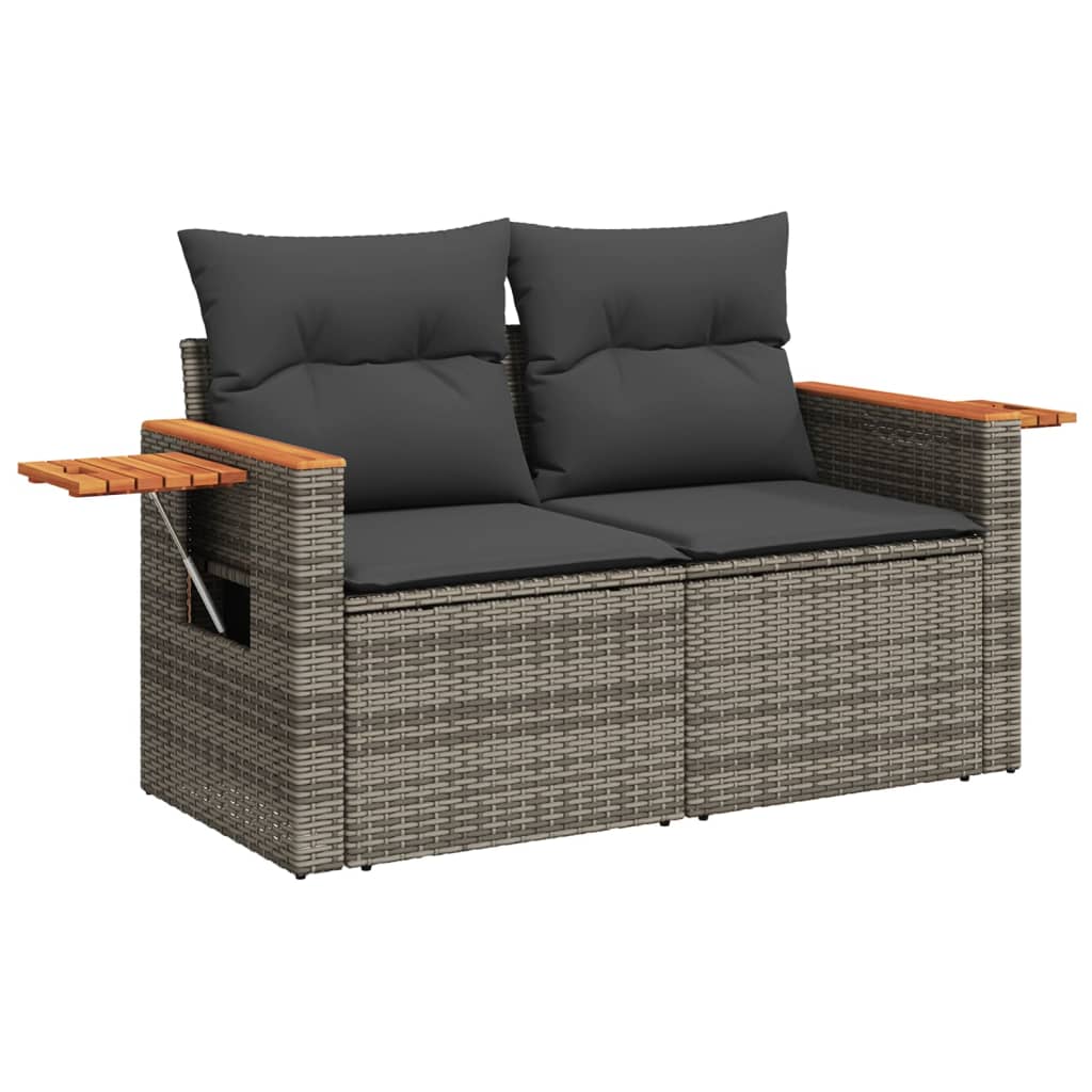 vidaXL 8-delige Loungeset met kussens poly rattan grijs afbeelding