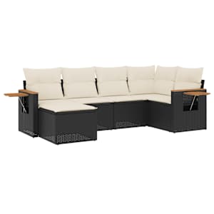 vidaXL 6-osaline aiadiivani komplekt patjadega, must, pol&uuml;rotang