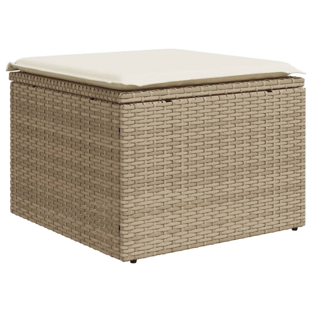 vidaXL 8-delige Loungeset met kussens poly rattan beige afbeelding