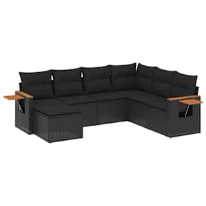vidaXL 7-osaline aiadiivani komplekt patjadega, must, pol&uuml;rotang