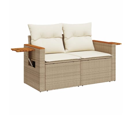vidaXL 6-tlg. Garten-Sofagarnitur mit Kissen Beige Poly Rattan
