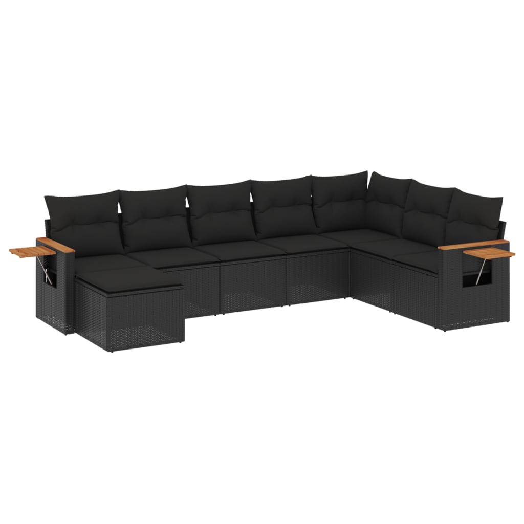 Thumbnail - vidaXL 8-tlg. Garten-Sofagarnitur mit Kissen Schwarz Poly Rattan