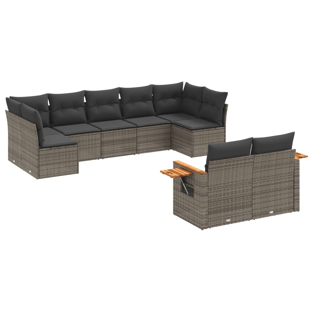 Thumbnail - vidaXL 9-tlg. Garten-Sofagarnitur mit Kissen Grau Poly Rattan