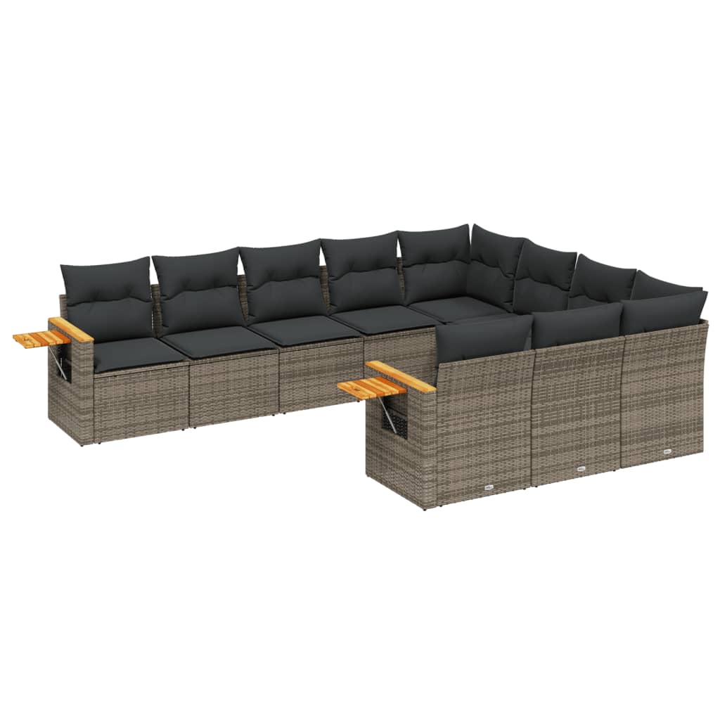 Thumbnail - vidaXL 10-tlg. Garten-Sofagarnitur mit Kissen Grau Poly Rattan