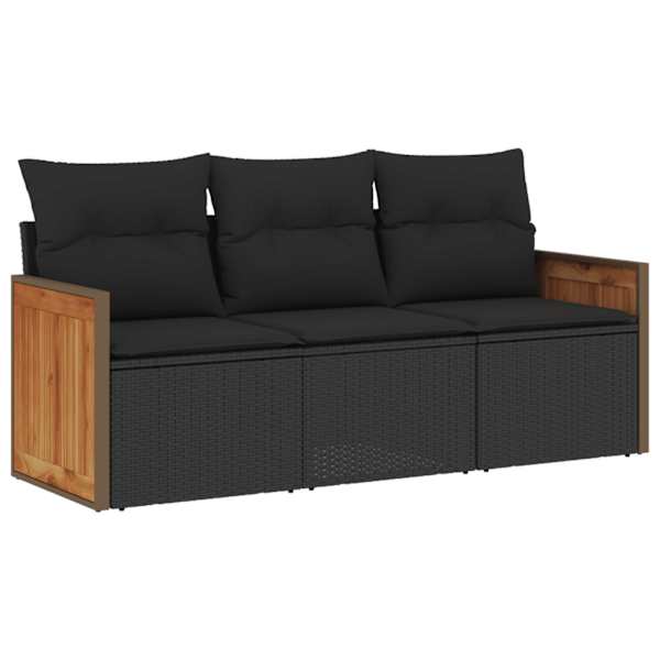 vidaXL 3-osaline aiadiivanikomplekt patjadega, must, pol&uuml;rotang