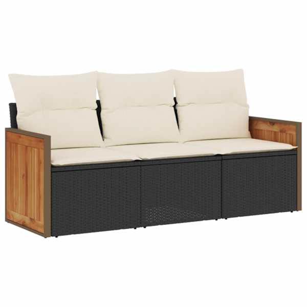 vidaXL 3-osaline aiadiivanikomplekt patjadega, must, pol&uuml;rotang