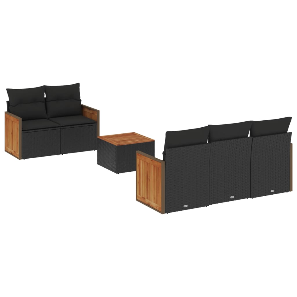 Thumbnail - vidaXL 6-tlg. Garten-Sofagarnitur mit Kissen Schwarz Poly Rattan