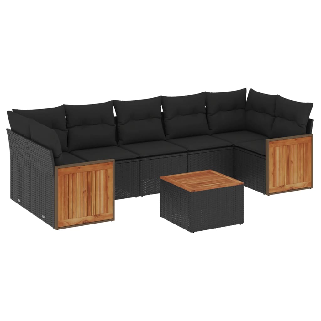 Thumbnail - vidaXL 8-tlg. Garten-Sofagarnitur mit Kissen Schwarz Poly Rattan