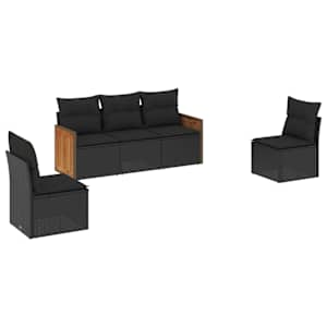 vidaXL 5-osaline aiadiivanikomplekt patjadega, must, pol&uuml;rotang