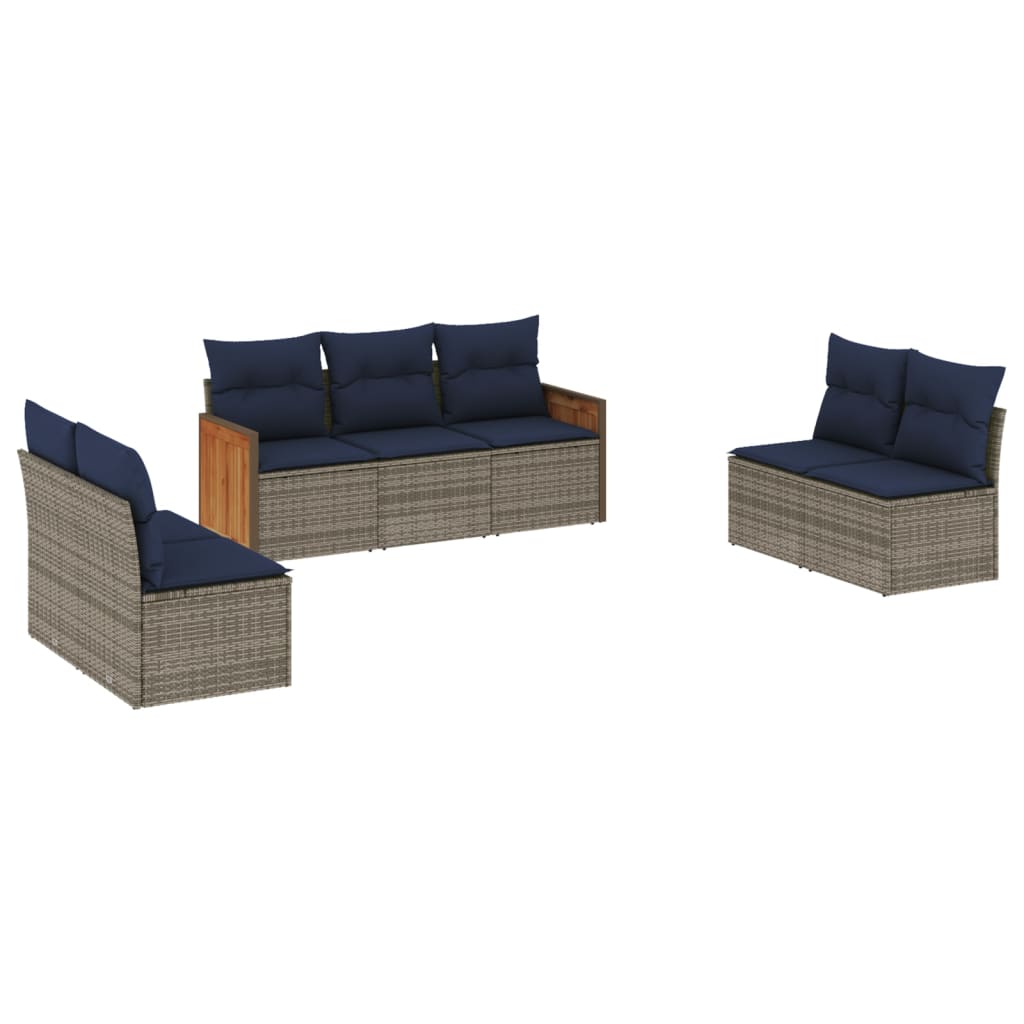 Thumbnail - vidaXL 7-teiliges Gartensofa-Set mit Kissen, grau, Polyrattan
