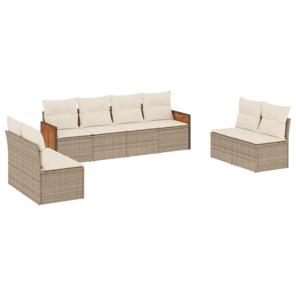Thumbnail - vidaXL 8-tlg. Garten-Sofagarnitur mit Kissen Beige Poly Rattan