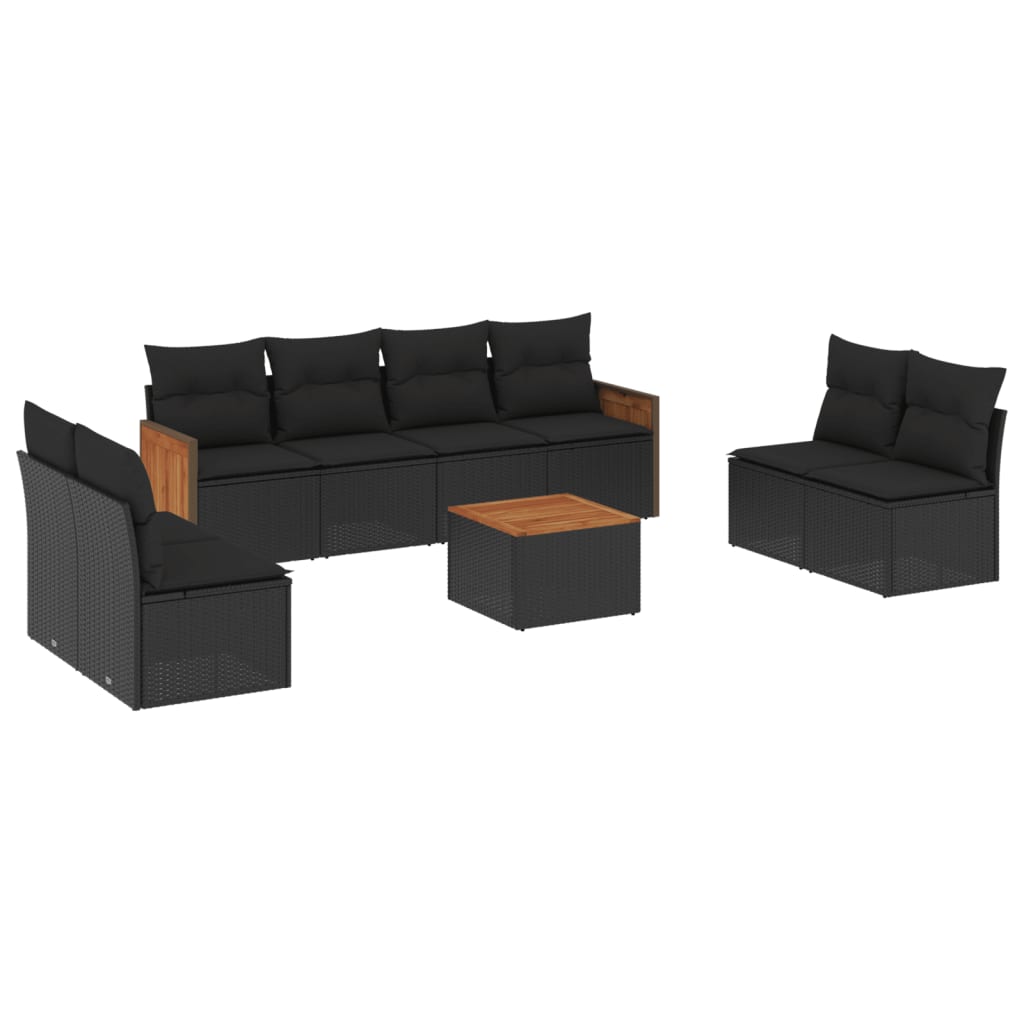 Thumbnail - vidaXL 9-tlg. Garten-Sofagarnitur mit Kissen Schwarz Poly Rattan