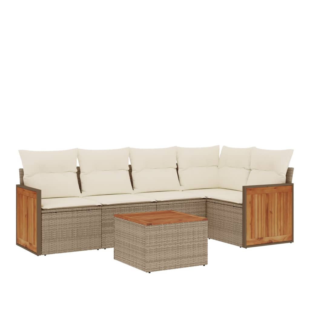 Thumbnail - vidaXL 6-tlg. Garten-Sofagarnitur mit Kissen Beige Poly Rattan