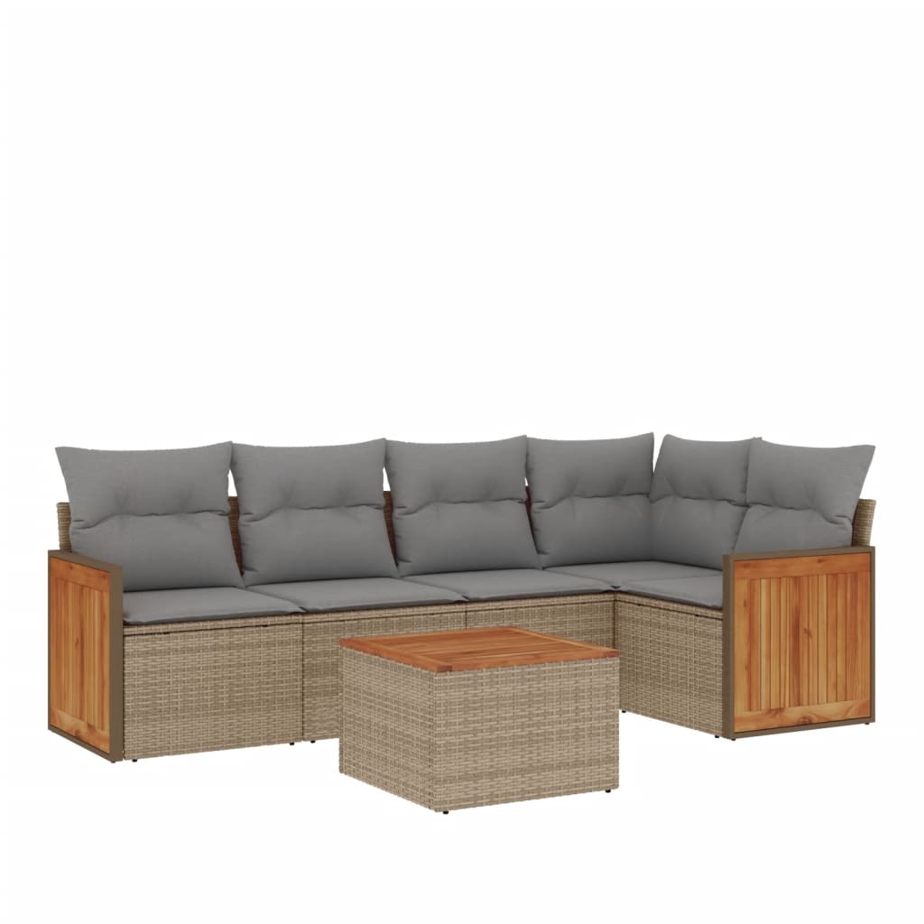 vidaXL Set canapele de grădină cu perne, 6 piese, bej, poliratan
