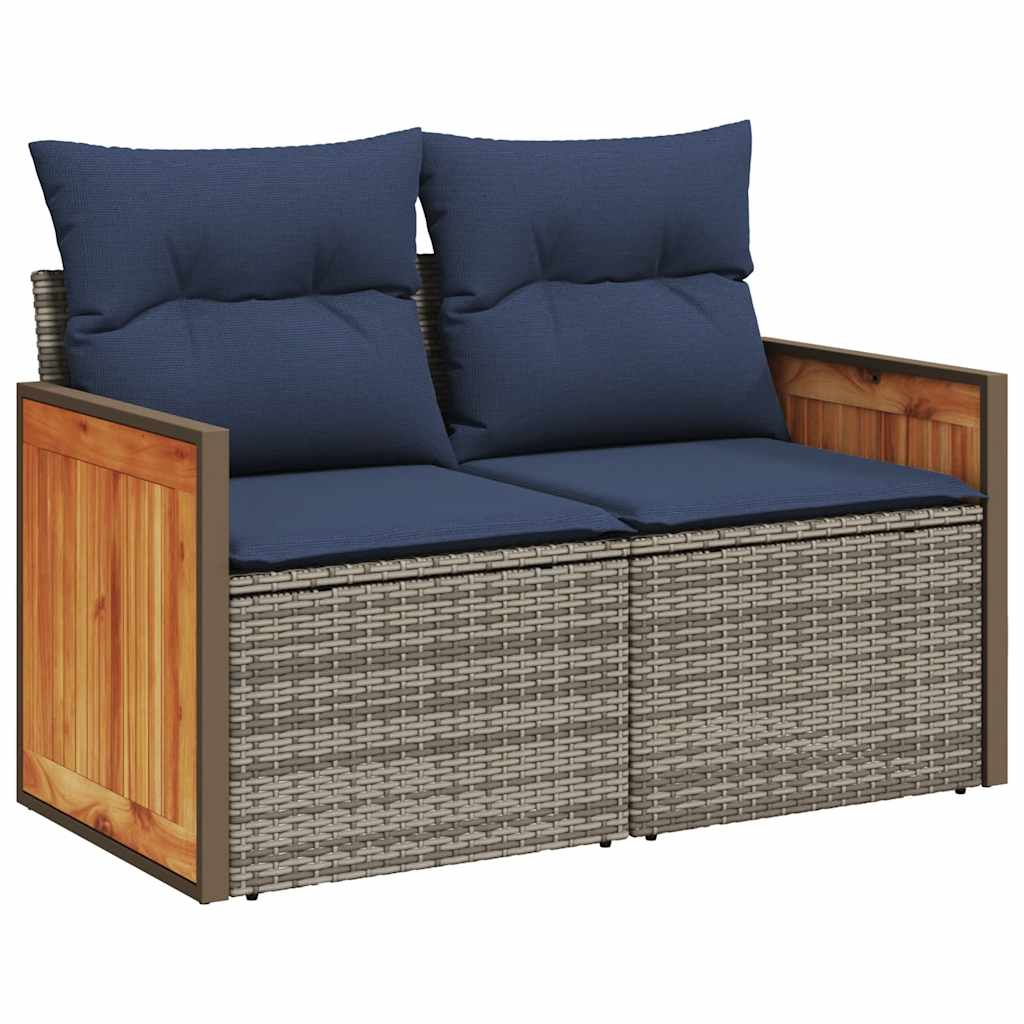 vidaXL 6-teiliges Gartensofa-Set mit Kissen, grau, Polyrattan – Bild 3