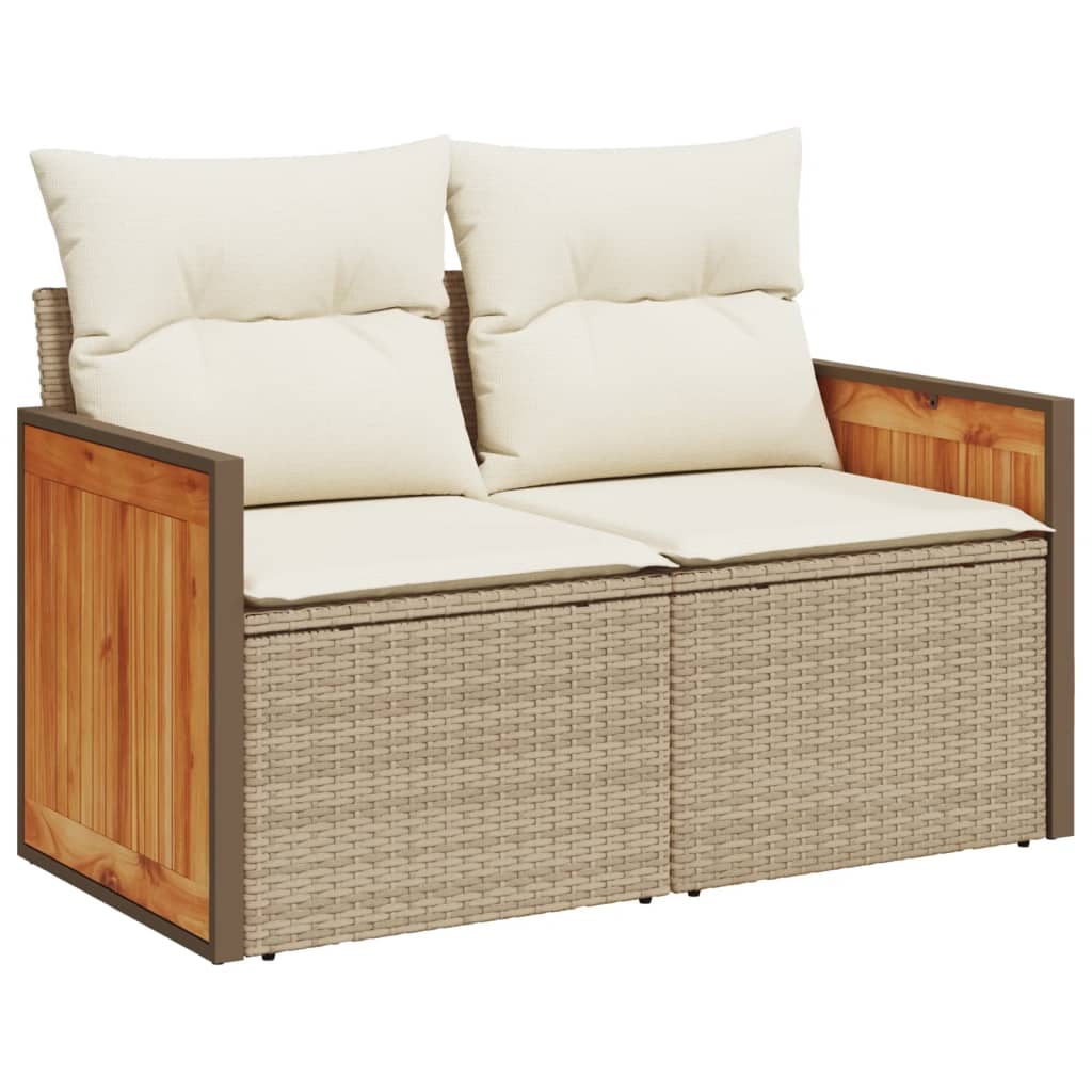 vidaXL 6-delige Loungeset met kussens poly rattan beige