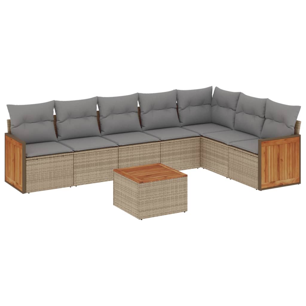 Thumbnail - vidaXL 8-tlg. Garten-Sofagarnitur mit Kissen Beige Poly Rattan