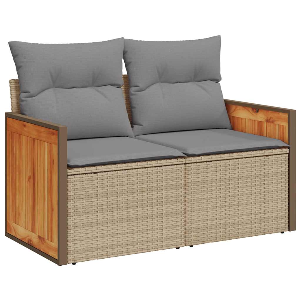 vidaXL 8-delige Loungeset met kussens poly rattan beige afbeelding