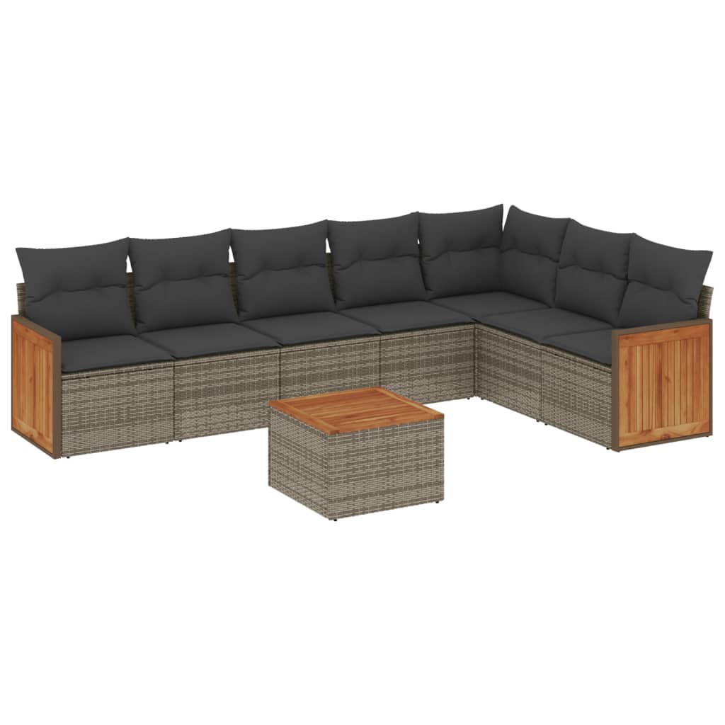 Thumbnail - vidaXL 8-tlg. Garten-Sofagarnitur mit Kissen Grau Poly Rattan