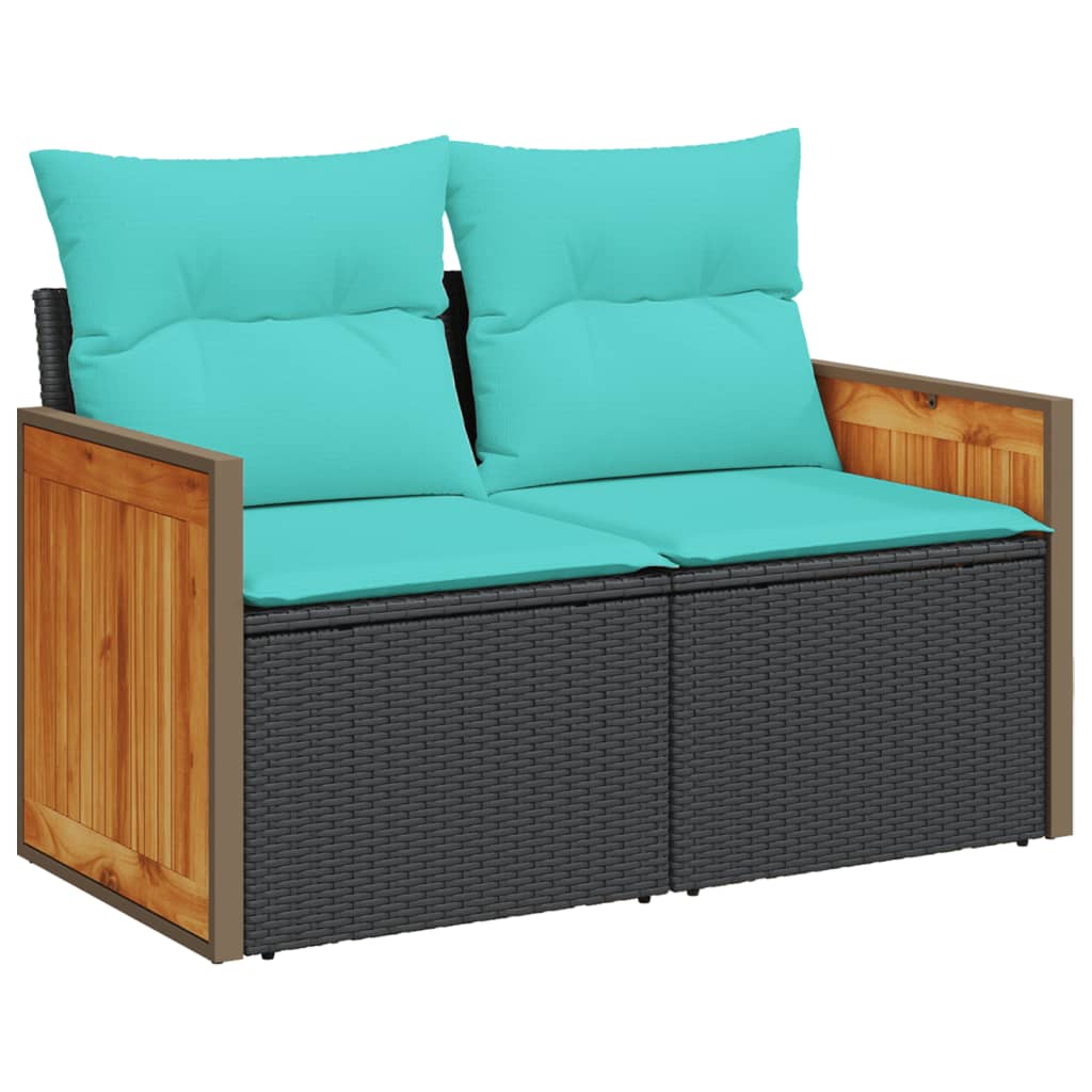 Vidaxl 9 Piece Patio Sofa Set With Cushions Black Poly Rattan