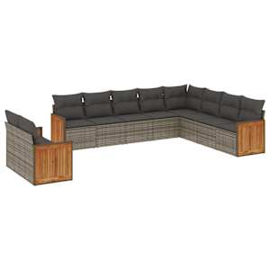 vidaXL 10-osaline aiadiivani komplekt patjadega, hall, pol&uuml;rotang