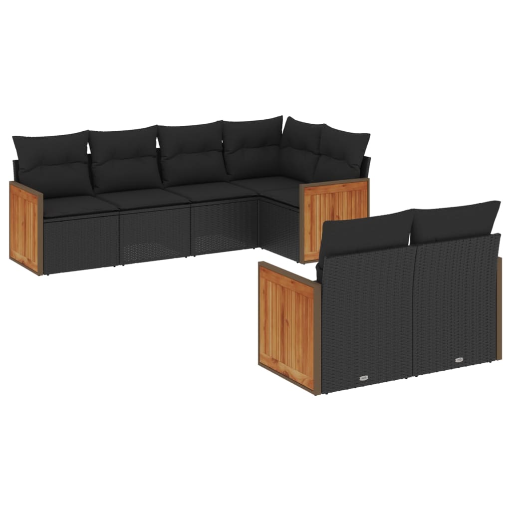 Thumbnail - vidaXL 7-tlg. Garten-Sofagarnitur mit Kissen Schwarz Poly Rattan