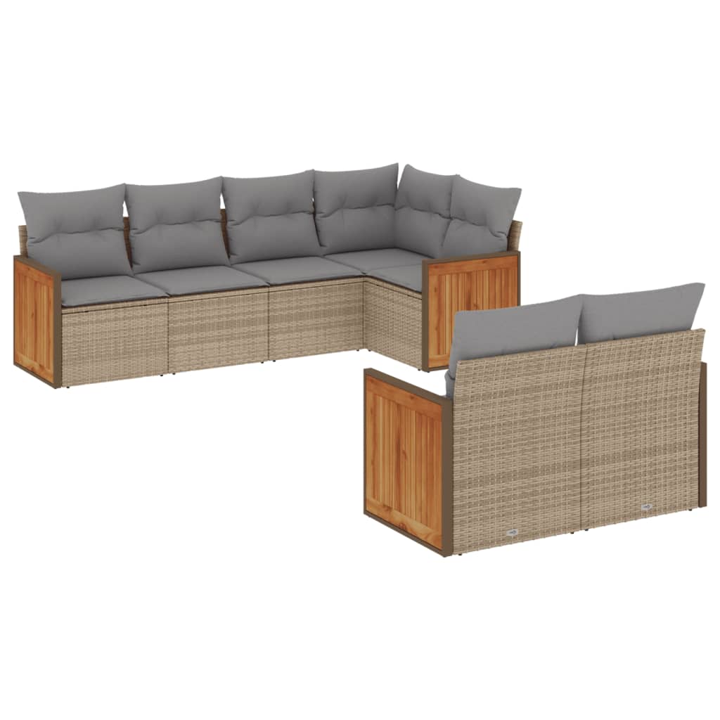 Thumbnail - vidaXL 7-tlg. Garten-Sofagarnitur mit Kissen Beige Poly Rattan