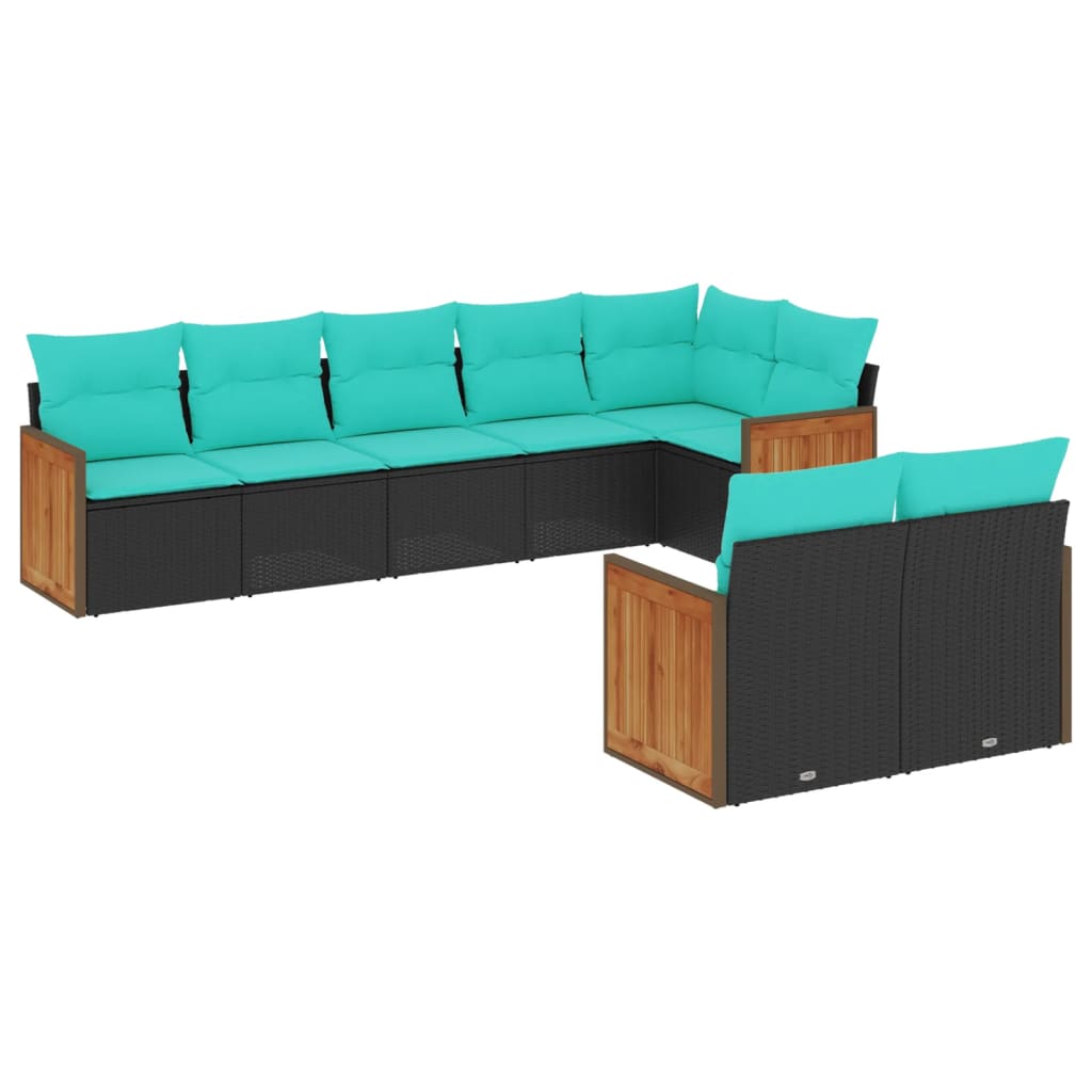 Thumbnail - vidaXL 8-teiliges Gartensofa-Set mit Kissen, schwarzes Polyrattan