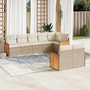 8dílná zahradní sedací souprava s poduškami béžová polyratan - obrázek 1