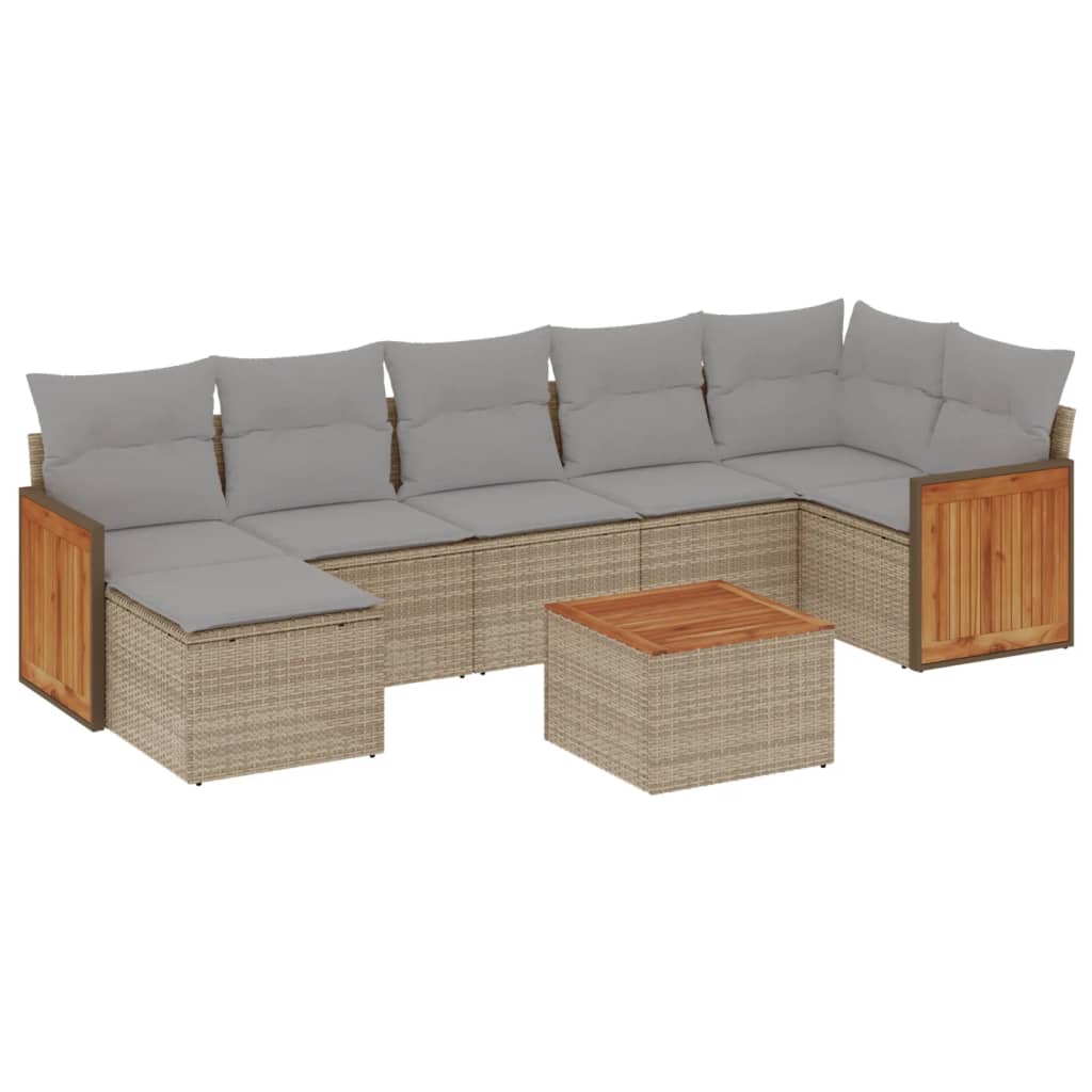 Thumbnail - vidaXL 8-tlg. Garten-Sofagarnitur mit Kissen Beige Poly Rattan