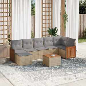 Vrtna sedežna garnitura 8-delna z blazinami bež poli ratan