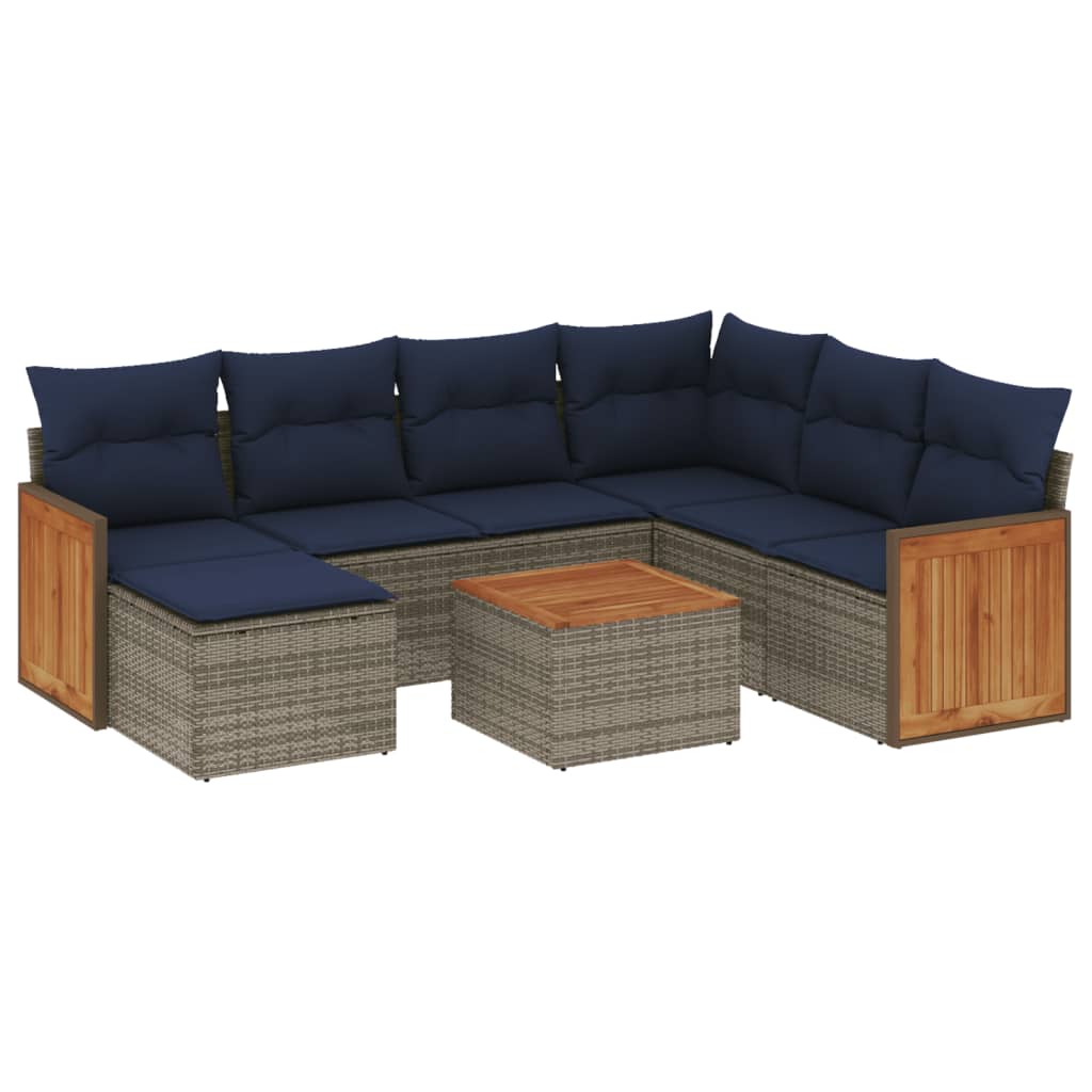 Thumbnail - vidaXL 8-teiliges Gartensofa-Set mit Kissen, grau, Polyrattan