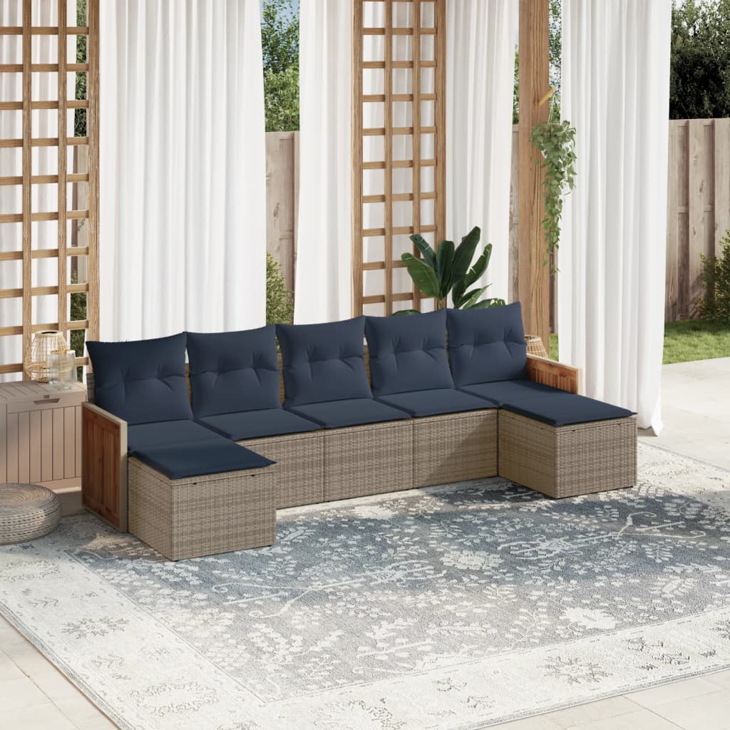 vidaXL 7-teiliges Gartensofa-Set mit Kissen, grau, Polyrattan vidaXL 7-teiliges Gartensofa-Set mit Kissen, grau, Polyrattan