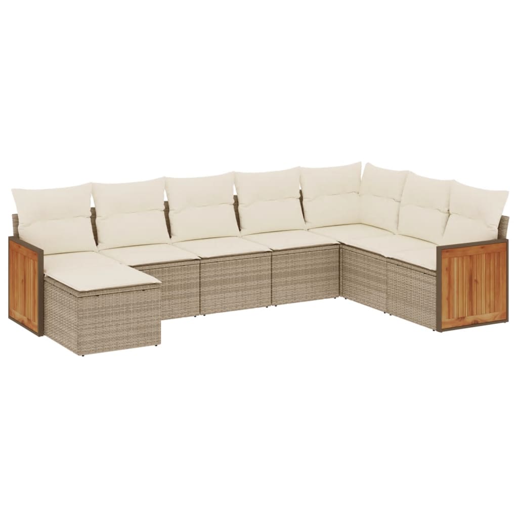 vidaXL Set canapele de grădină, 8 piese, cu perne, bej, poliratan
