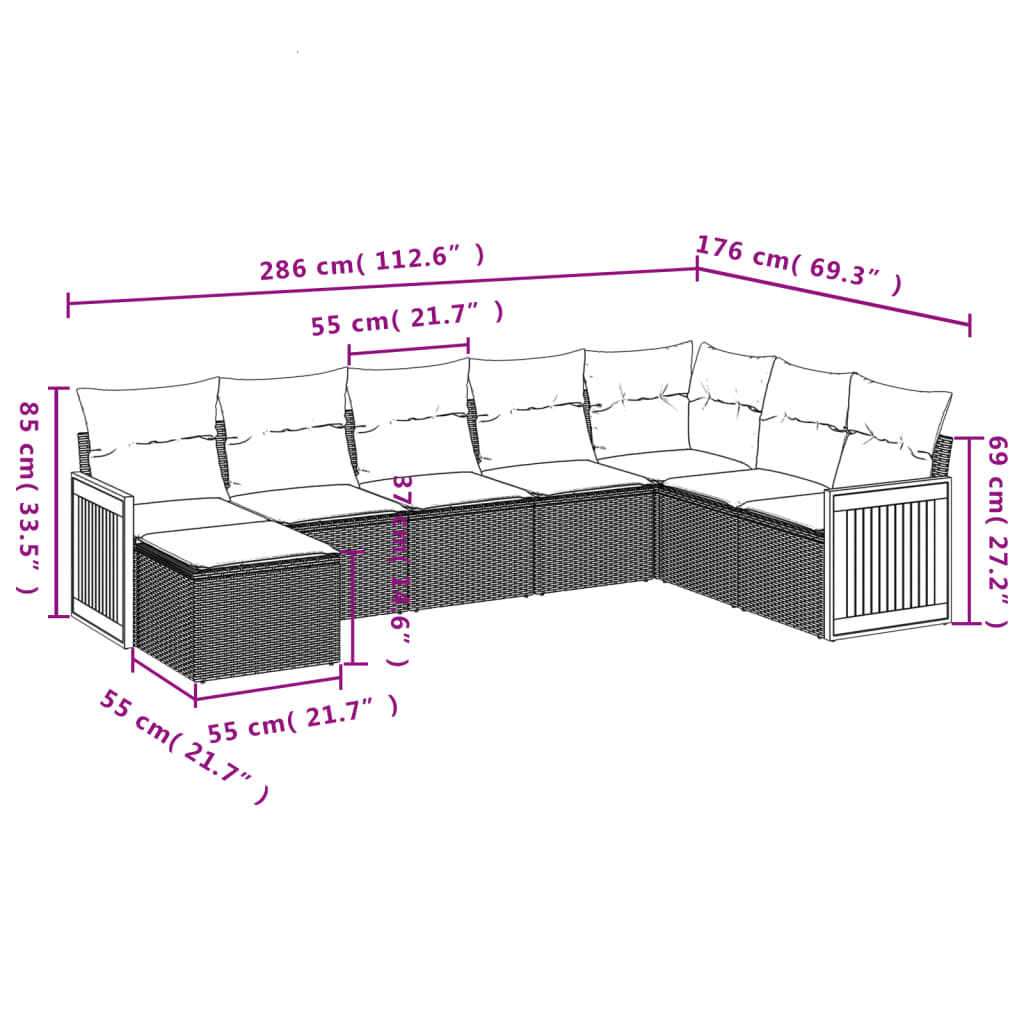 Set canapele de grădină, 8 piese, cu perne, bej, poliratan 3227928 - imagine 3