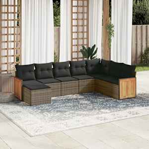 Vrtna sedežna garnitura 8-delna z blazinami siv poli ratan