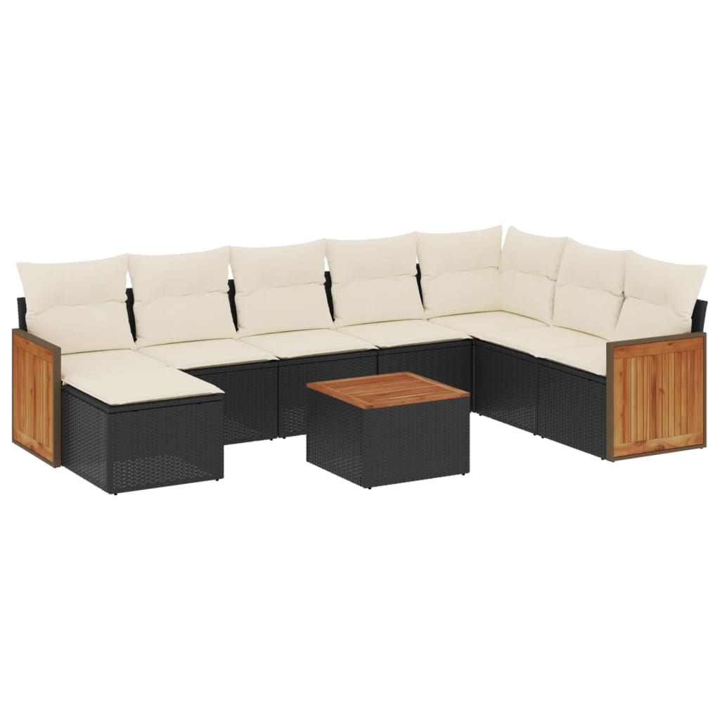 Thumbnail - vidaXL 9-tlg. Garten-Sofagarnitur mit Kissen Schwarz Poly Rattan
